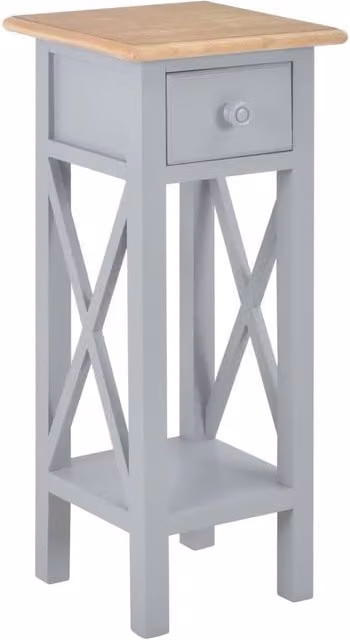 Berkfield Home Grey Lacquered Pine Wood Side Table W/D/H: 27 x 27 x 65.5 cm