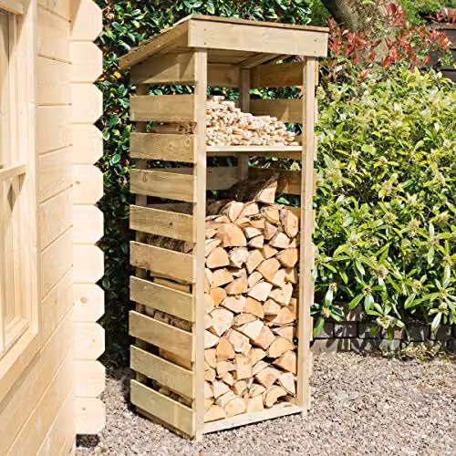 Rowlinson Narrow Timber Log Store, Brown, W: 56 cm, D: 21.5 cm, H: 156 cm – 6