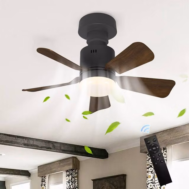 NIVOR Dimmable LED Ceiling Fan Light with Remote Control, E27 Socket, 4 Speeds and 3 CCT, Dark Brown, Diameter: 45 cm