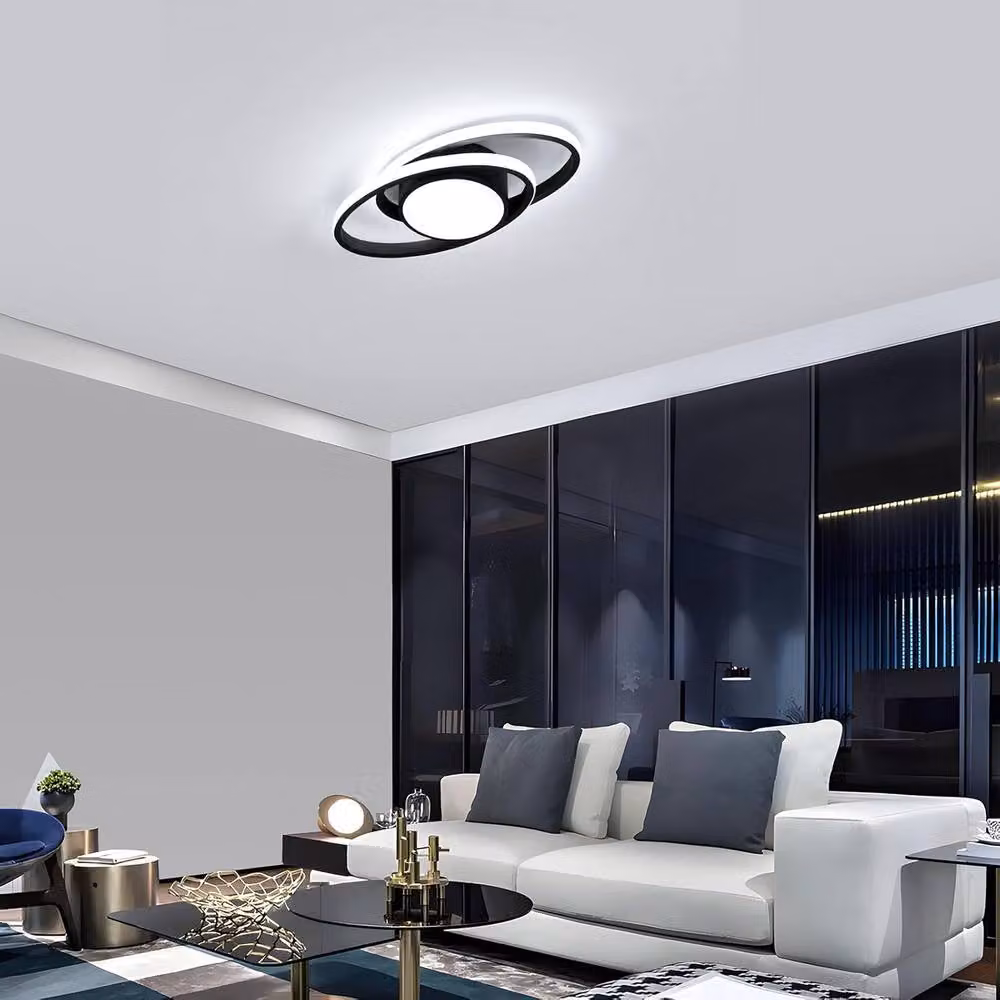 COMELY 39W Round LED Ceiling Light with Remote Control, Black – 2