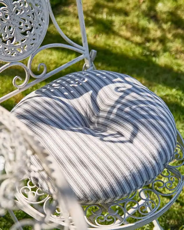 Dibor Set of 4 Grey Round Quilted Outdoor Garden Chair Seat Pad Cushions, Diameter: 40 cm – 3