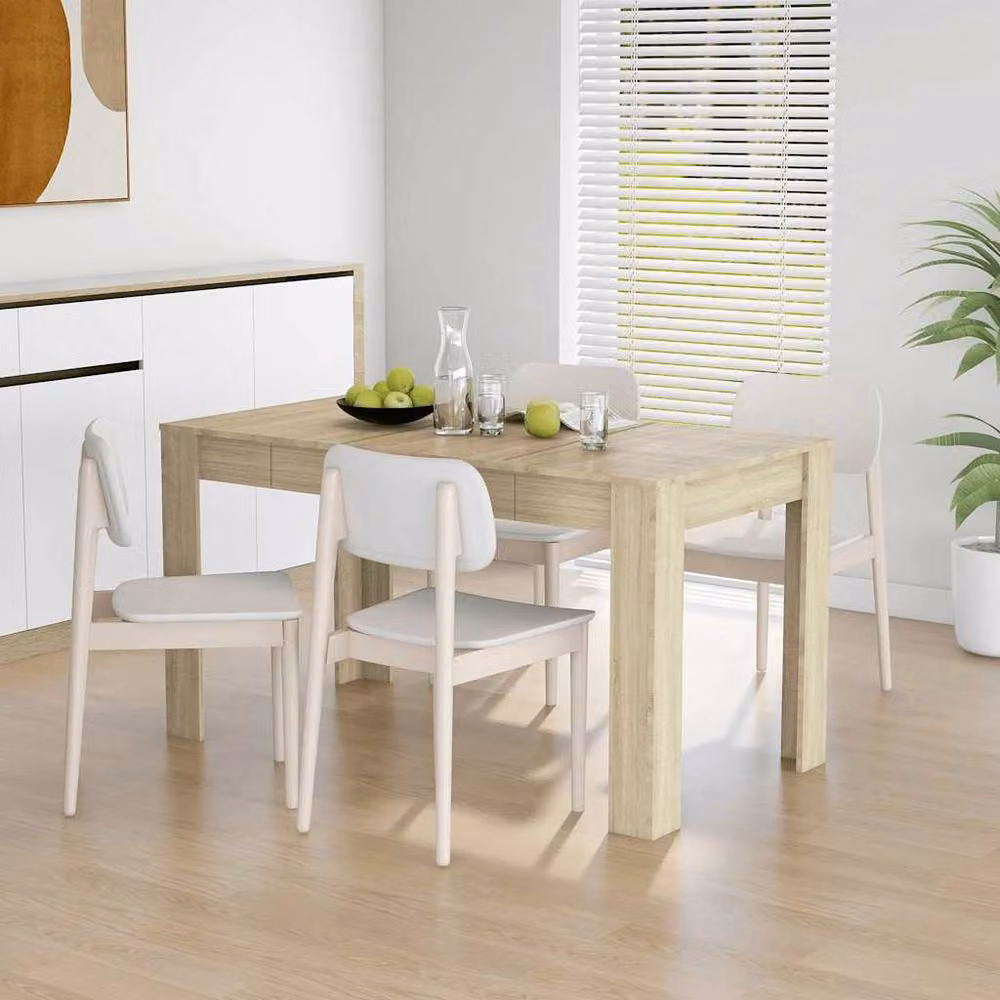 Berkfield Home Sonoma Oak Rectangular Dining Table in Beige, W/D/H: 140 x 74.5 x 76 cm – 2
