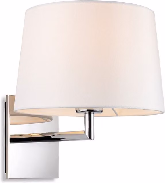 Firstlight Grand Round Wall Lamp in Chrome with Beige Fabric Shade