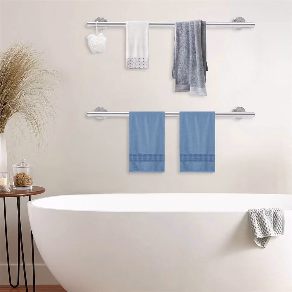 Havendro Silver Wall Mounted Stainless Steel Towel Rail and Holder, W: 60.0 cm, H: 60.0 cm, D: 8.51 cm – 3