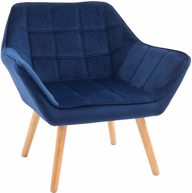 KORVIXA Blue Velvet Accent Chair with Armrests and Modern Tub Design, W/D/H: 100 x 100 x 100 cm – 1