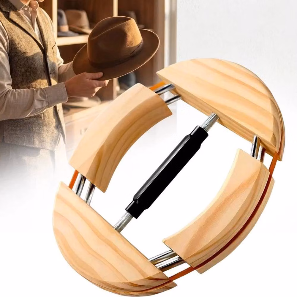 FLAVORA Adjustable Wooden Hat Stretcher and Shaper for Adults in Natural Brown, 50 cm – 5