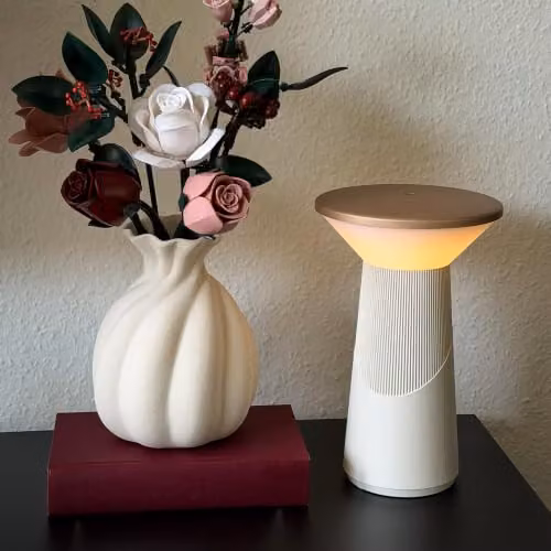 Briloner Pilia Rechargeable LED Table Lamp with Stepless Touch Dimmer, IP44, Warm White, H 24 cm x W 15 cm x D 15 cm, Warm Grey Coffee – 13