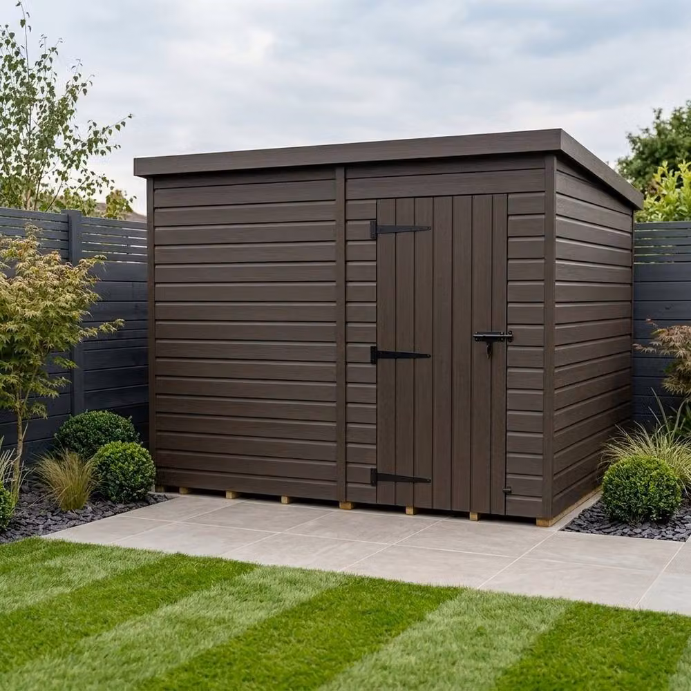 Buttercup Farm Grey Composite Pent Garden Shed with Single Door, W/D/H: 305 x 305 x 210 cm – 2