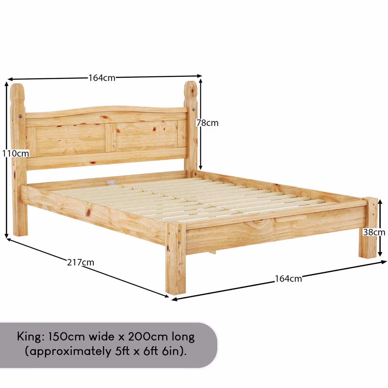 Vida Designs Corona King Size Low Foot End Bed in Brown – 2