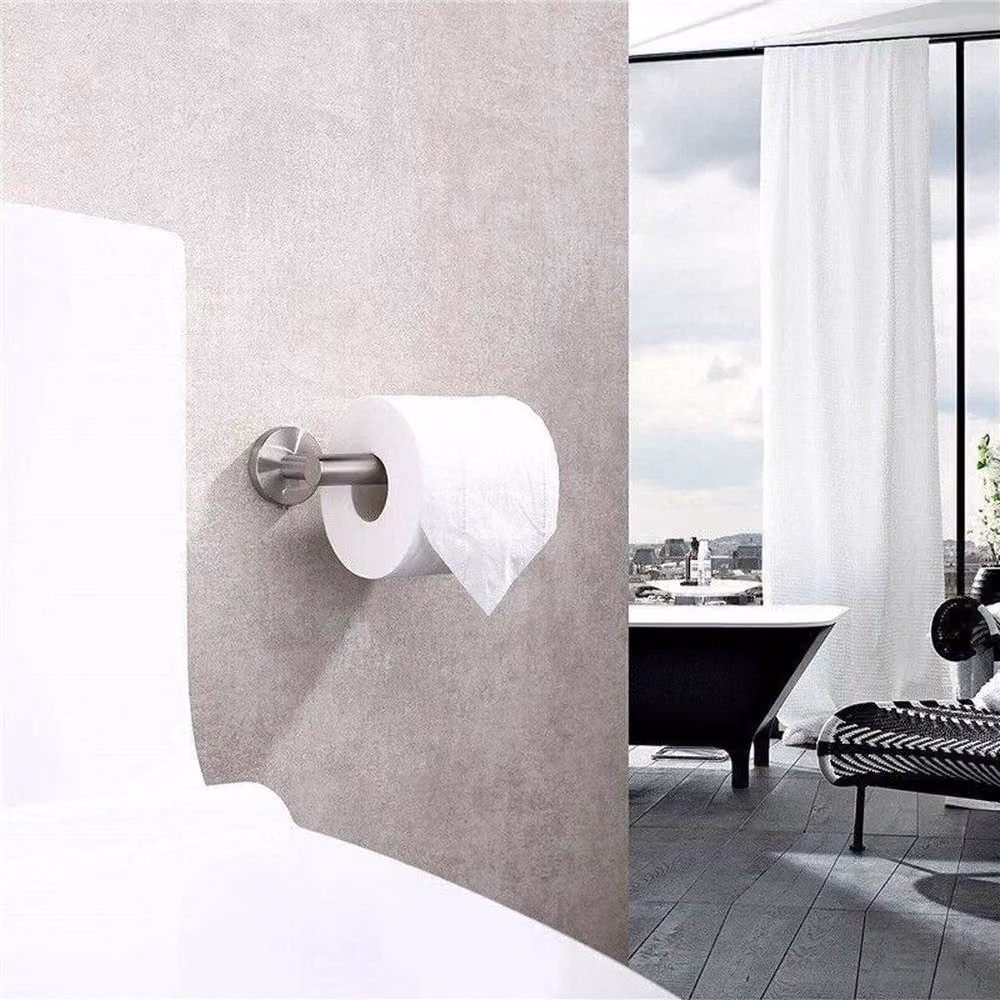 FLAVORA Wall Mounted Stainless Steel Toilet Roll Holder Dispenser in Silver, W: 180 cm, H: 180 cm – 3