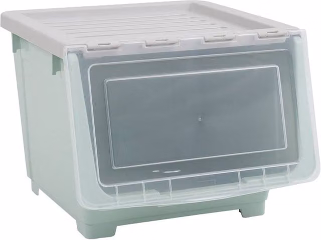 Garden Sanctuary Stackable Green Plastic Garden Storage Box with Lid and Wheels