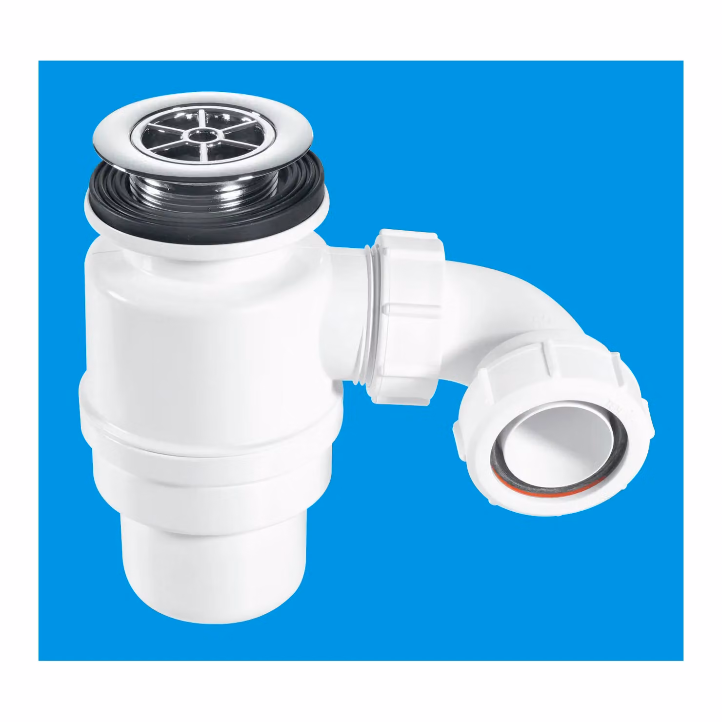 McAlpine STW10R Shower Trap with 1.5 inch Multifit Outlet and Chrome Plastic Flange in Silver and White – 2