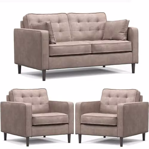 Furnishings For Less UK Eden Toledo 3 Piece Fabric Sofa Suite in Pewter, including 2 Seater Sofa and 2 Armchairs – 1