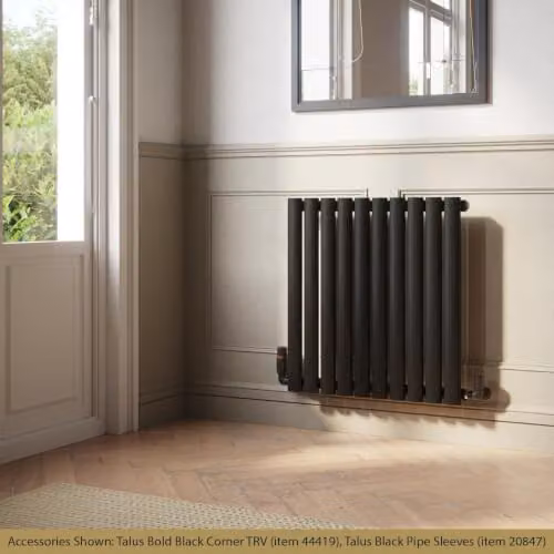 UK Radiators Omeara Black Elliptical Tube Horizontal Designer Radiator, W: 58 cm, H: 60 cm – 3