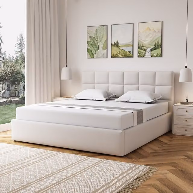 Artemis Home Upholstered Superking Ottoman Bed Frame in Beige, W/D: 180 x 200 cm