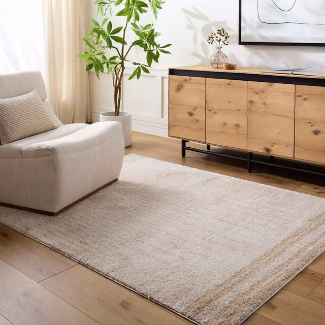 Livabliss Fossay Shag Washable High Pile Rectangular Rug in Beige, Brown, Green and Grey, W: 200 cm, D: 275 cm – 1