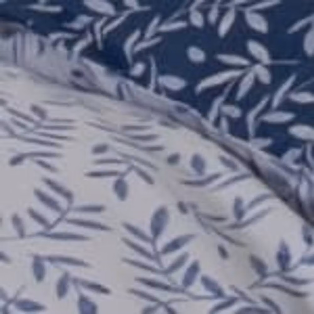 The Lyndon Company Ashling Garden Leaf Cotton Duvet Set and Pillowcase in Blue, W: 180 cm, H: 200 cm – 2