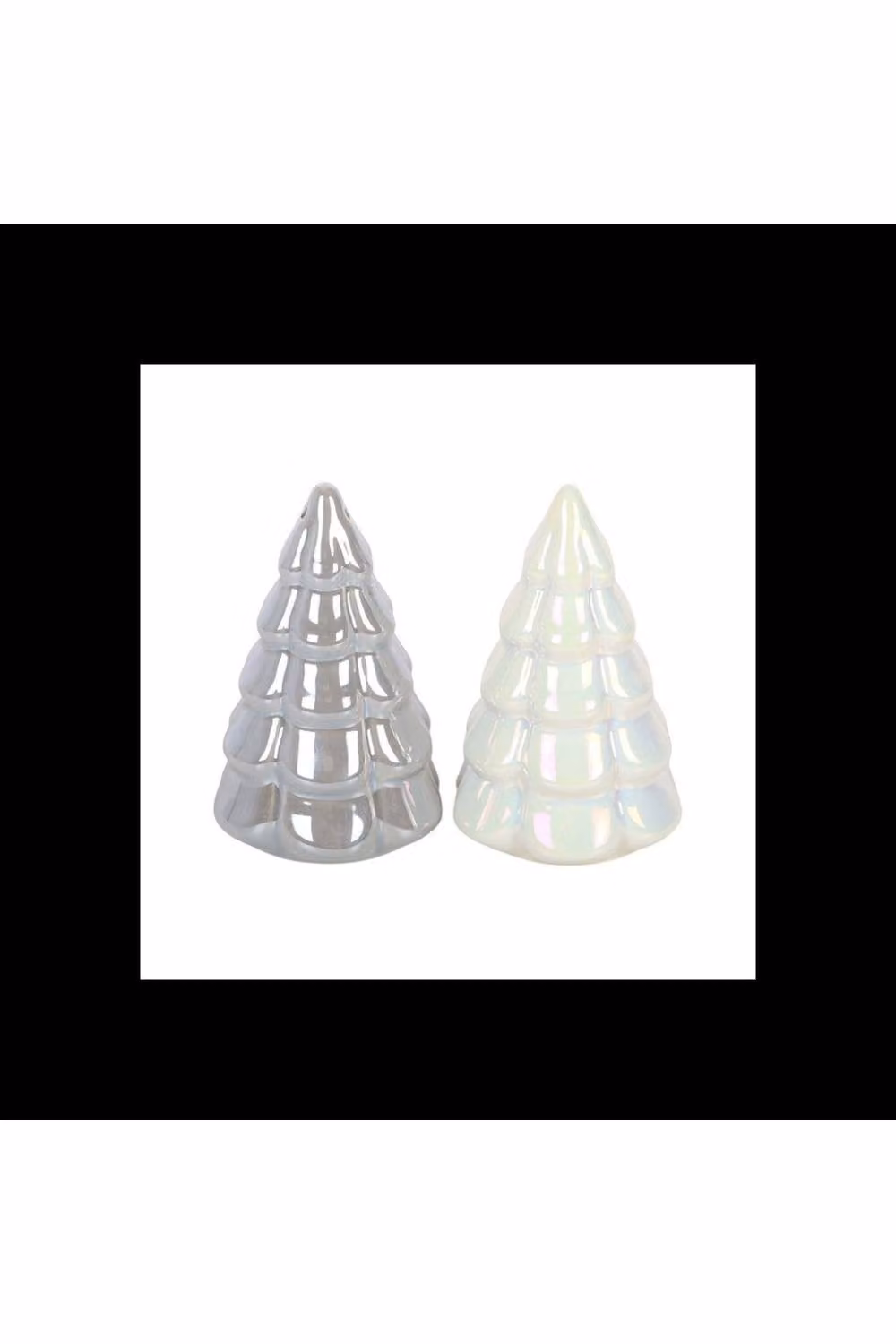 KDMD Iridescent Fir Tree Salt and Pepper Shakers, Set of 2 White Ceramic Shakers – 2