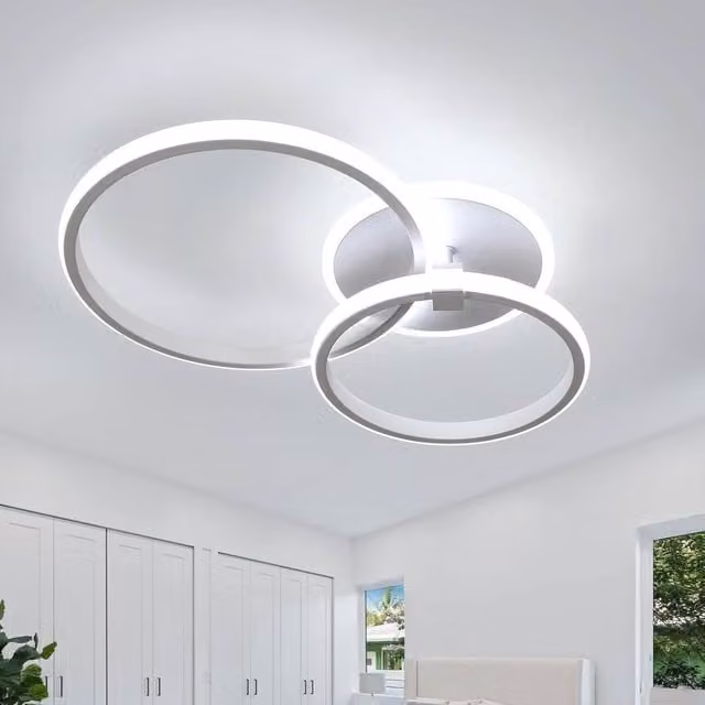 Goeco Modern Round LED Ceiling Light in White with 6500K Cool White Light