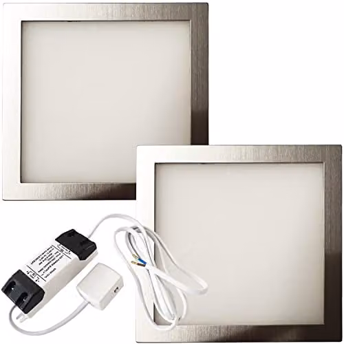 Loops 2 Pack Ultra-Slim Square LED Under Cabinet Kitchen Lights with Driver Kit in Silver and Warm White – 1