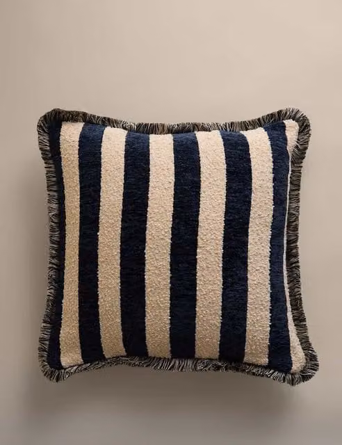 M&S Blue Striped Chenille Square Cushion