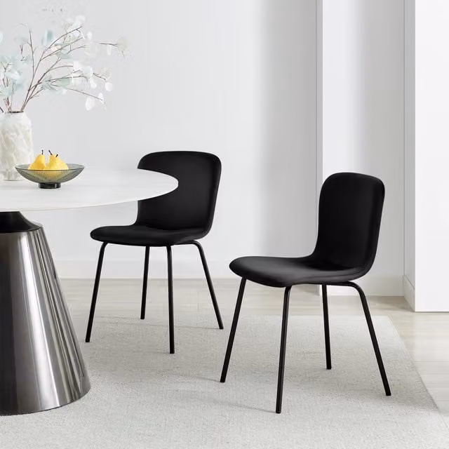FurnitureboxUK Asti Black Velvet Dining Chairs, Set of 2
