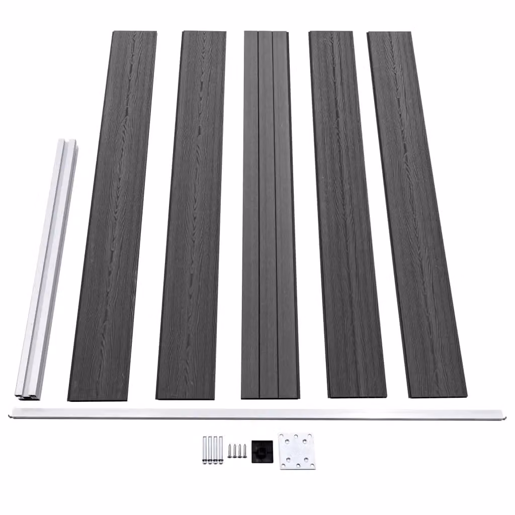 Berkfield Home WPC Fence Panel Set in Black, W: 353 cm, H: 105 cm – 4