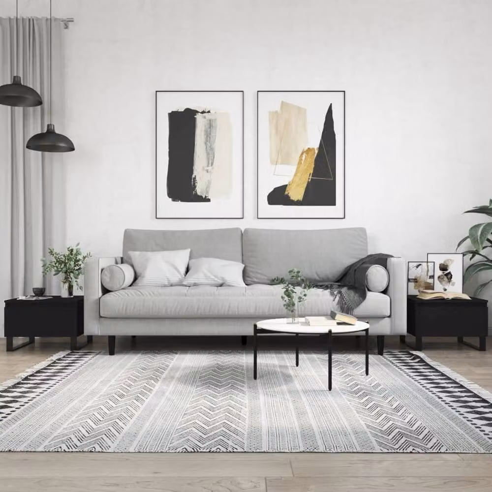 Berkfield Home Modern Nested Coffee Tables, Set of 2, Black, W/D/H: 50 x 46 x 35 cm – 1