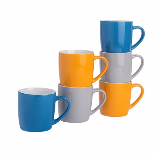 Argon Tableware Multicolour Stoneware Coffee Mugs, 340ml, Pack of 6 – 1