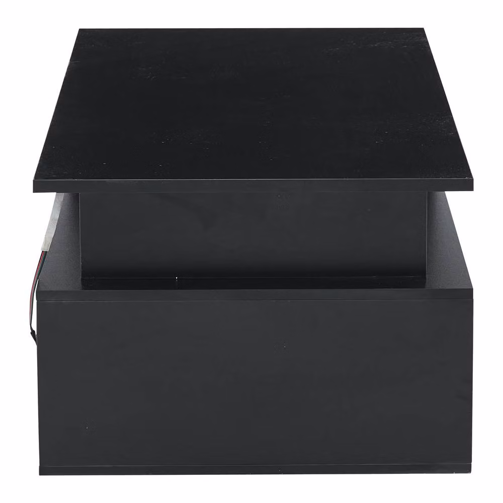 Merax High Gloss LED Coffee Table with 2 Drawers and Side Shelves in Black, W/D/H: 100 x 50 x 35 cm – 9