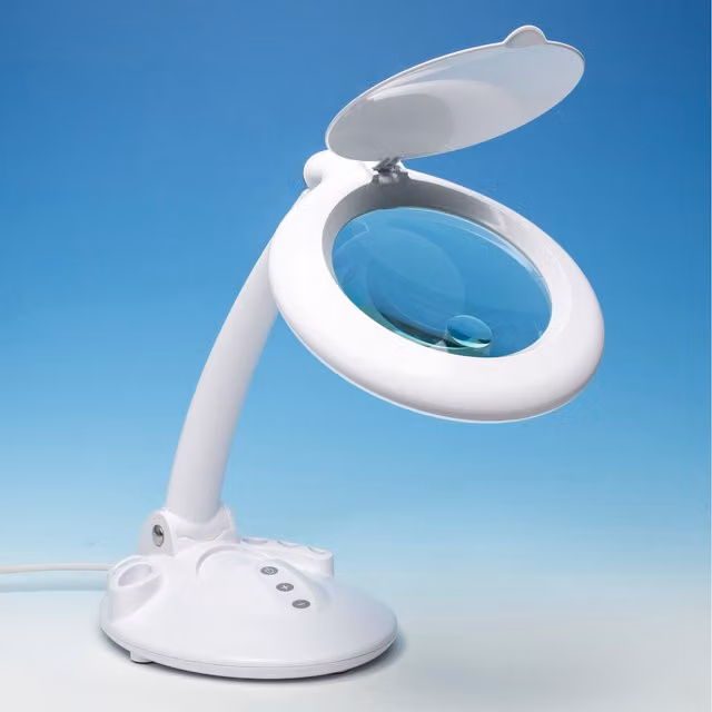 Lightcraft White LED Magnifier Table Lamp with Adjustable Task Lighting and Organiser Base