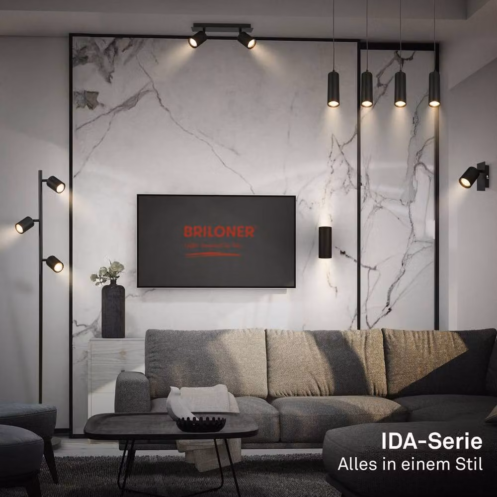 Briloner Black Modern 4 Light Height Adjustable Pendant Light for GU10 Bulbs, W/D/H: 76 x 76 x 120 cm – 6