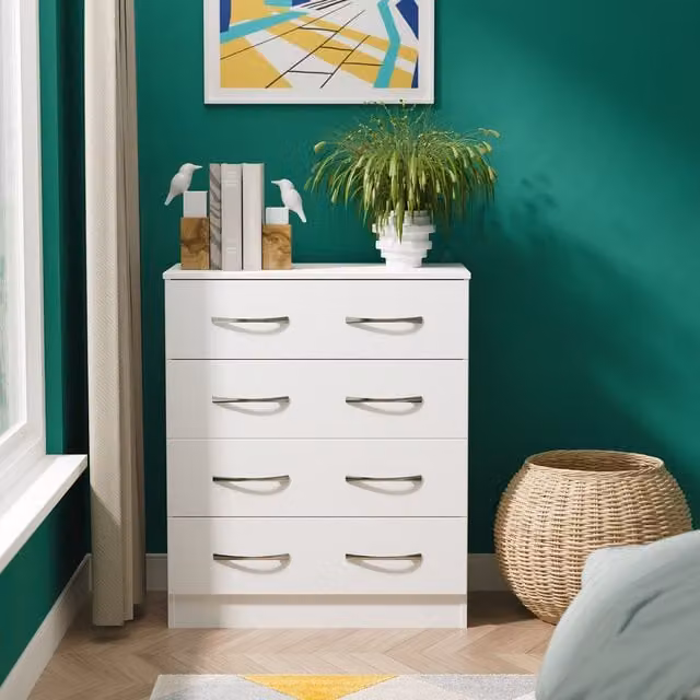 Avon Ready Assembled 4 Drawer Chest in White Matt