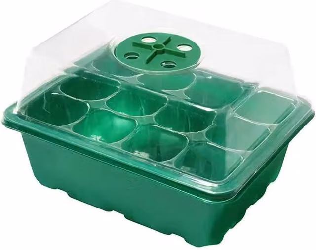 FLAVORA 10-Piece Reusable 120-Cell Seedling Starter Trays in Green and Transparent Plastic