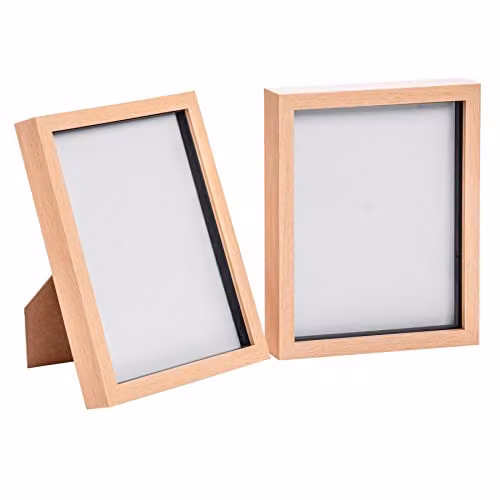 Nicola Spring Modern Rectangular 3D Shadow Box Photo Frames, Pack of 2, Black or Brown, W/D/H: 20.32 x 27.5 x 3.5 cm – 1