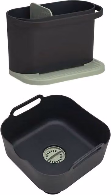 ReBorn Washing Up Bowl and Sink Tidy Bundle in Sage Green and Black