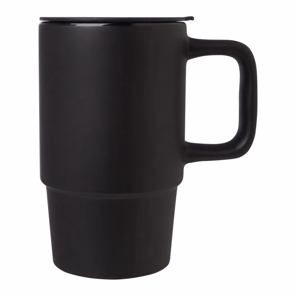 Floso Carter Ceramic Travel Mug with Lid, Black, 450 ml – 3
