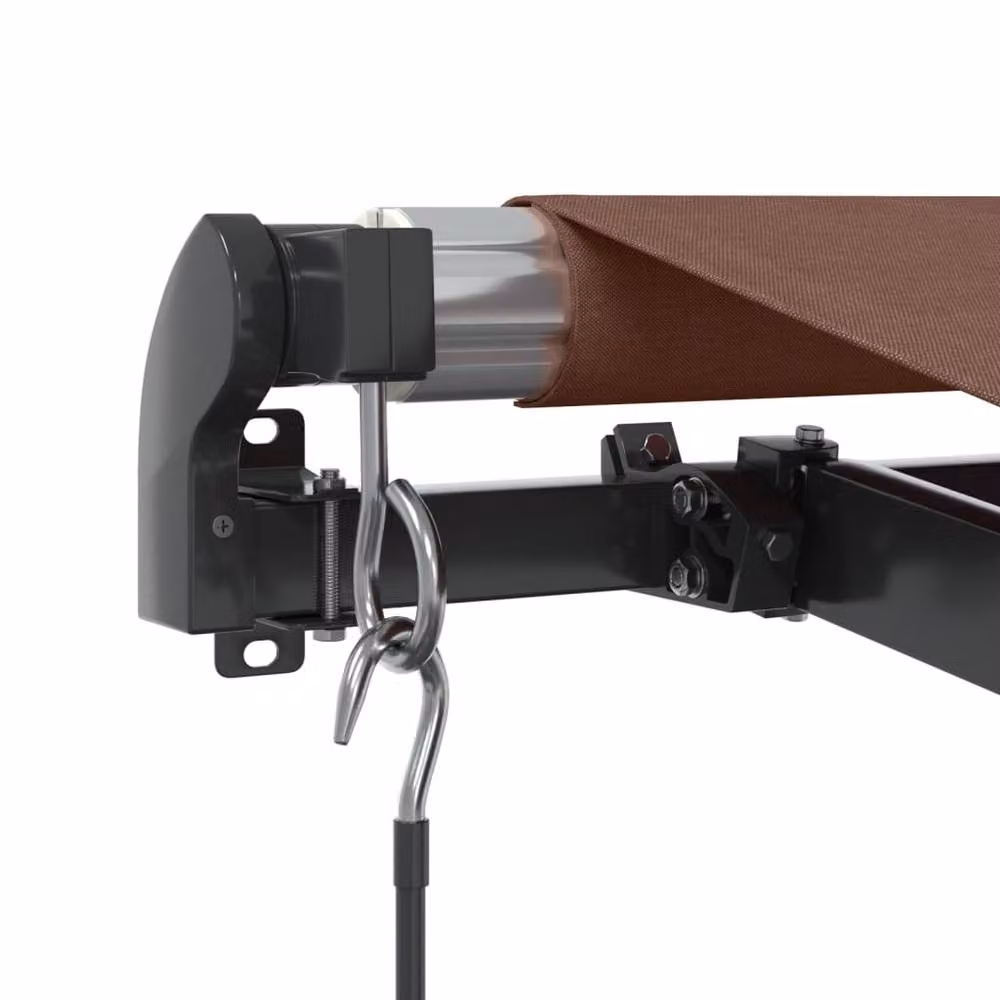 Berkfield Home Manual Retractable Aluminium Awning with Polyester Fabric, Brown, W: 450 cm, D: 350 cm – 3