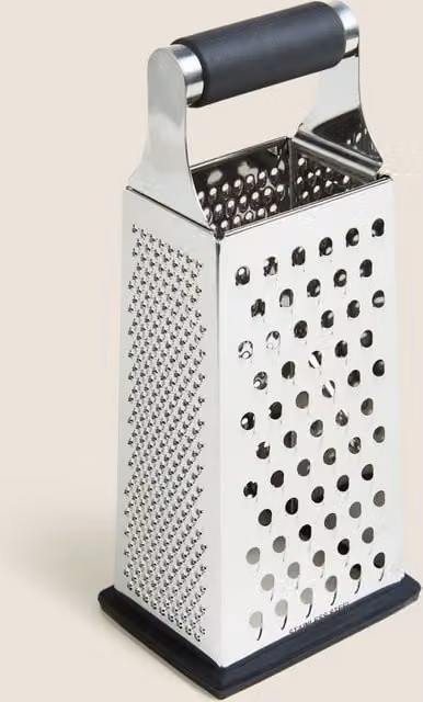 M&S Stainless Steel 4 Sided Box Grater, Silver, 24 cm