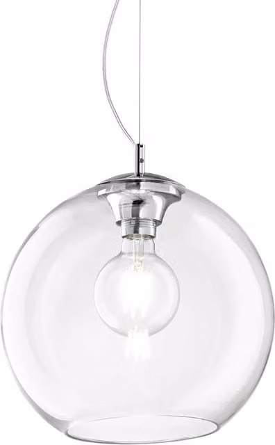 Nemo Lighting Globe Suspended Ceiling Pendant in Transparent Glass and Chrome, Diameter: 40 cm