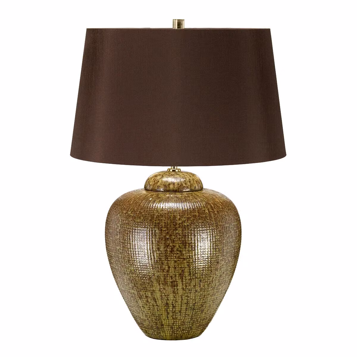 Loops Table Lamp in Green and Brown with Ceramic Base and Cylinder Shade, E27 LED Compatible – 2