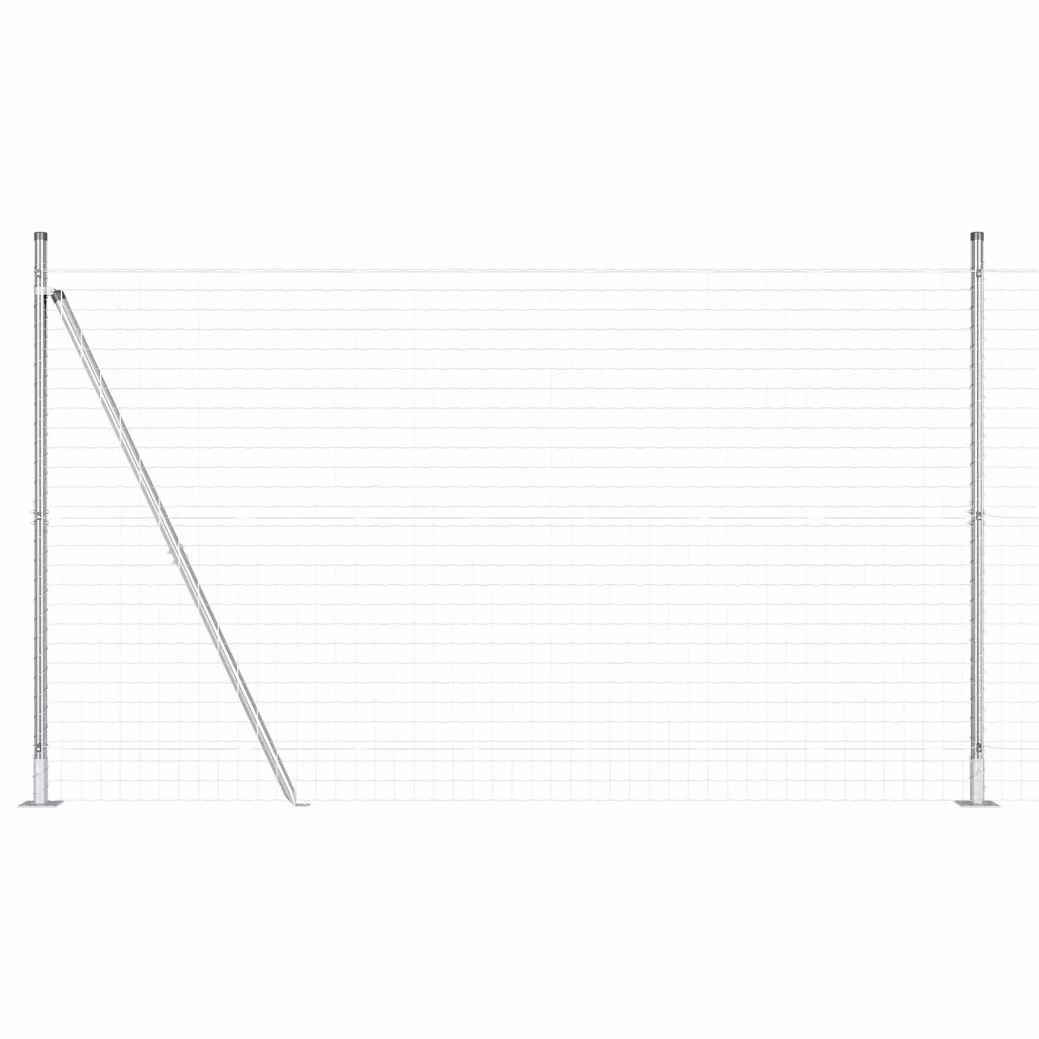 Berkfield Home Euro Fence with 7 Flanged Posts, Galvanised Steel, Silver/Grey, W: 10 m, H: 1.5 m – 2