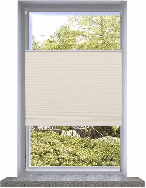 Berkfield Home Single Pleat Plisse Blind in Beige, W: 80 cm, H: 150 cm – 1