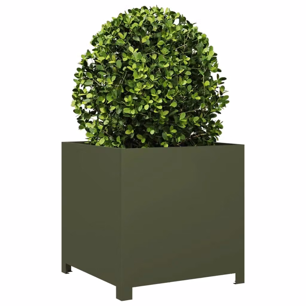 Berkfield Home Steel Garden Planter Tub, Green, W/D/H: 50 x 50 x 50 cm – 3
