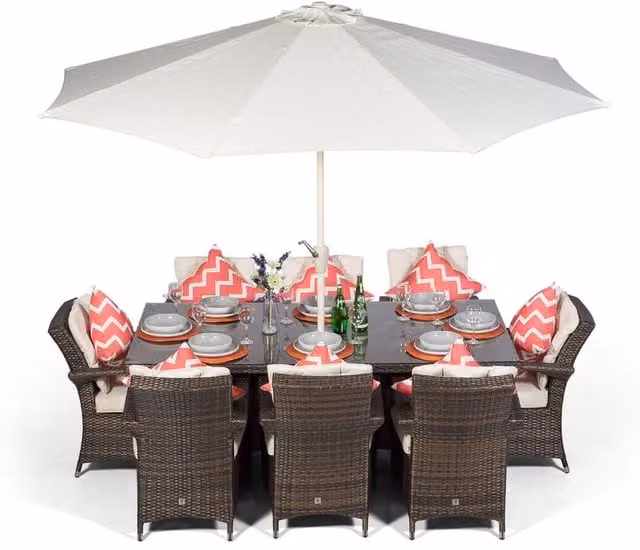 Giardino Modern Rattan Patio Dining Set for 8 in Brown and Grey