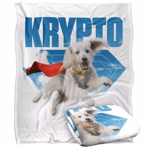 Warner Bros. Superman 2025 Krypto Jump Super Soft Silky Touch Fleece Throw Blanket, Multicolour, W/D/H: 152.4 x 152.4 x 1.0 cm – 1
