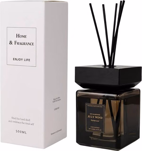 Living and Home Woody Scent Reed Diffuser Set, 500ml, Black
