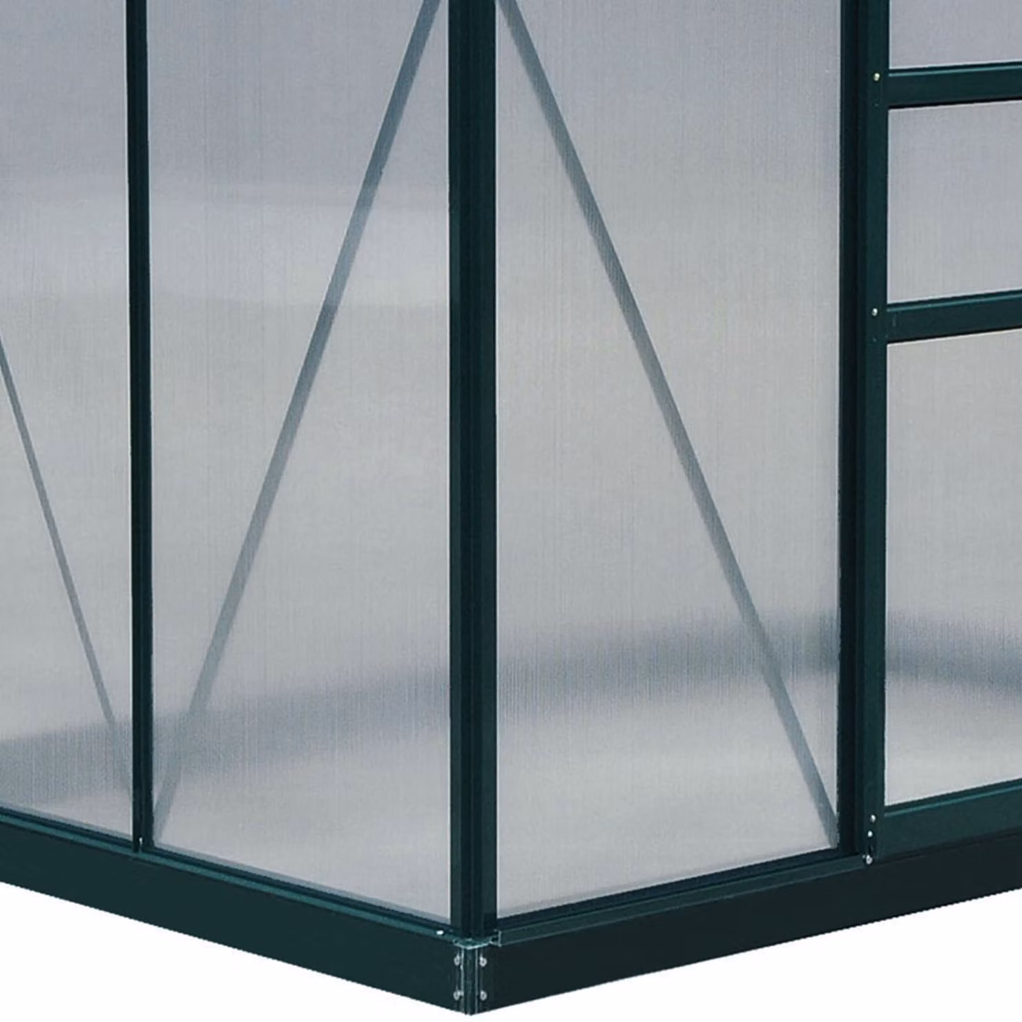 Outsunny Large Walk-In Greenhouse with Polycarbonate Panels, Aluminium Frame and Galvanised Steel Base, W: 1.3 m, D: 1.0 m, H: 2.0 m – 9