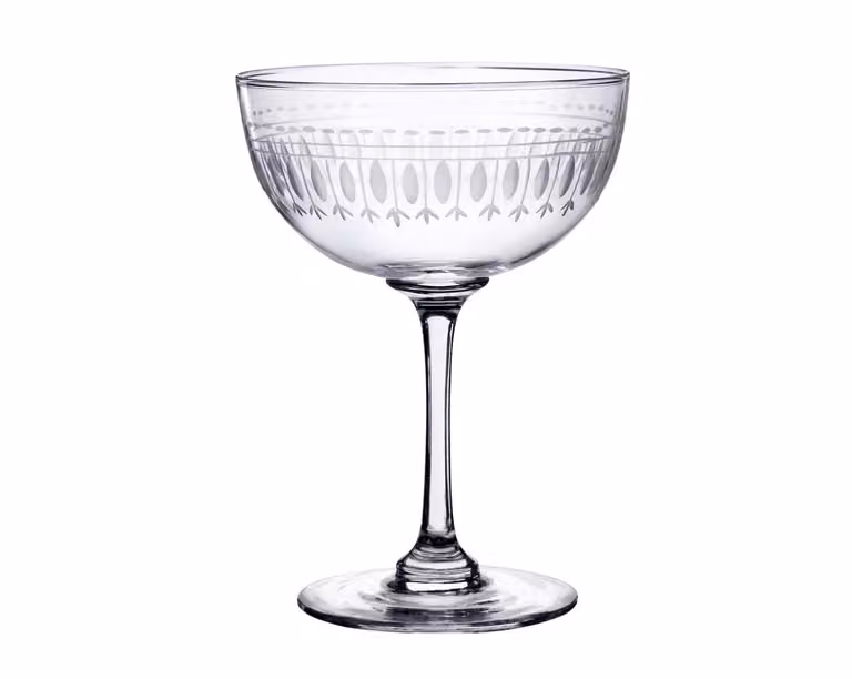 The Vintage List Crystal Champagne Flutes, Set of 6, Transparent