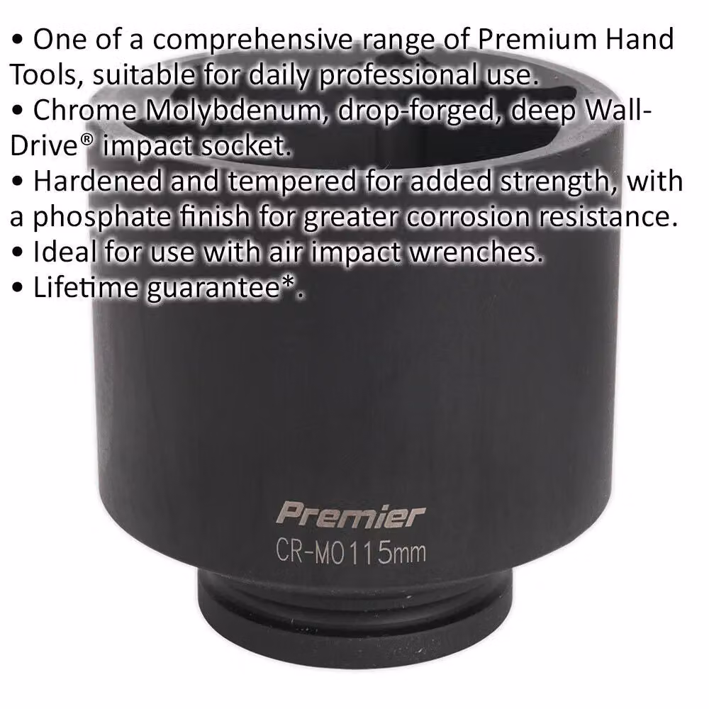 Loops 115mm Forged Deep Impact Socket 1 Inch Sq Drive Chromoly Wrench Socket Black – 2